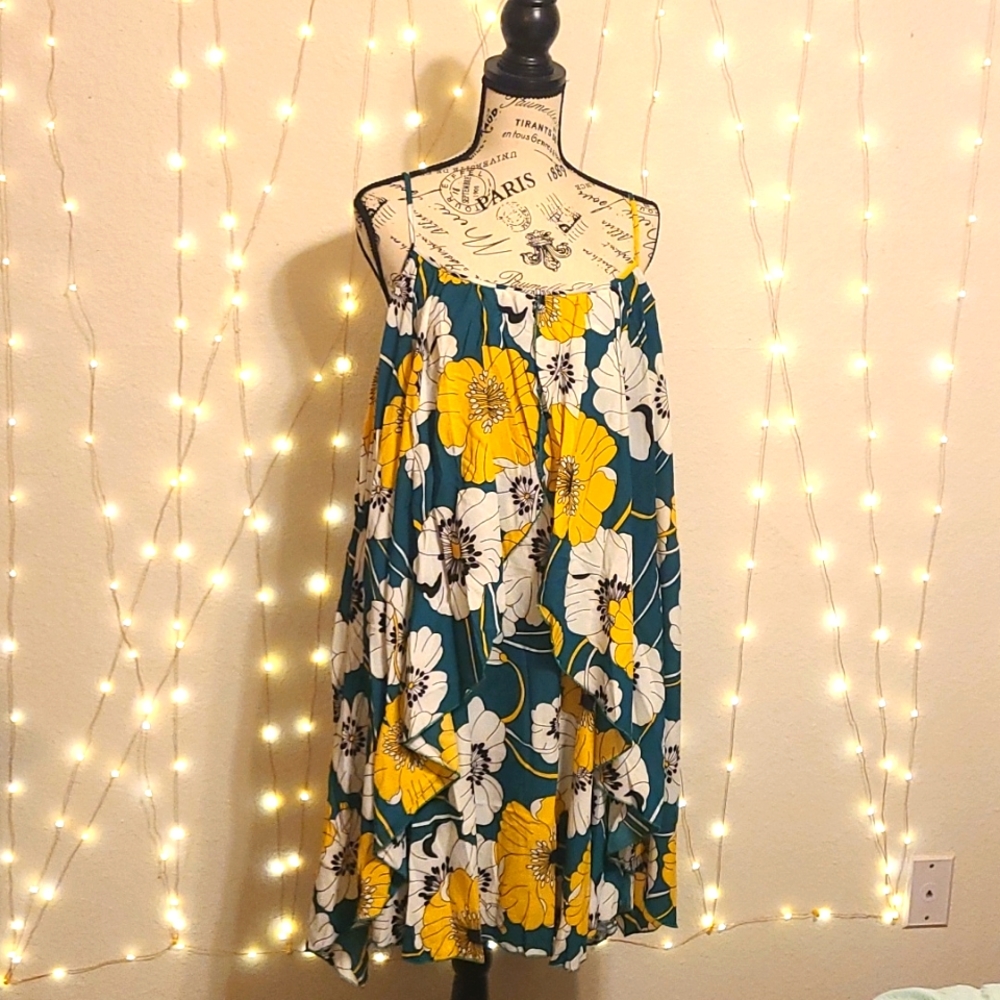 1x Rose Gal yellow/green floral summer dress